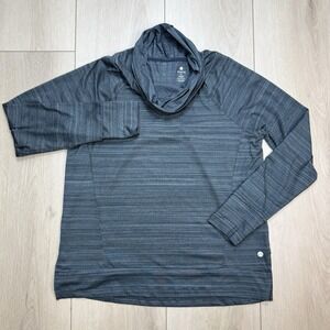 Apana Women Large Forrest Green Crowl Pullover Top Athletic Stretch Long Sleeve